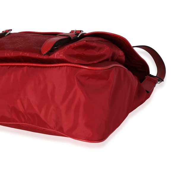 Gucci Red Nylon Double Buckle Flap Messenger Bag - Picture 7 of 8